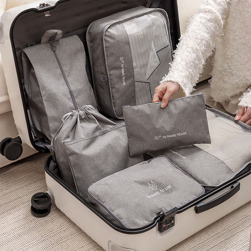 Travel Accessories Kit For Men - 7 Piece Travel Packing Cubes Set
