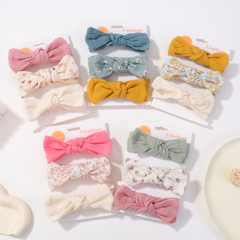 Travel Accessories For Toddlers - 3Pcs/Set Soft Elastic Bows Headband for