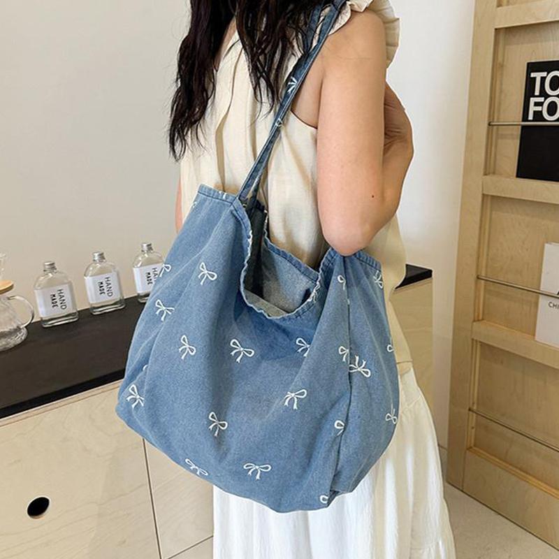 Ladies Bow Decor Denim Canvas  - Travel Accessories Tech 评论和价格