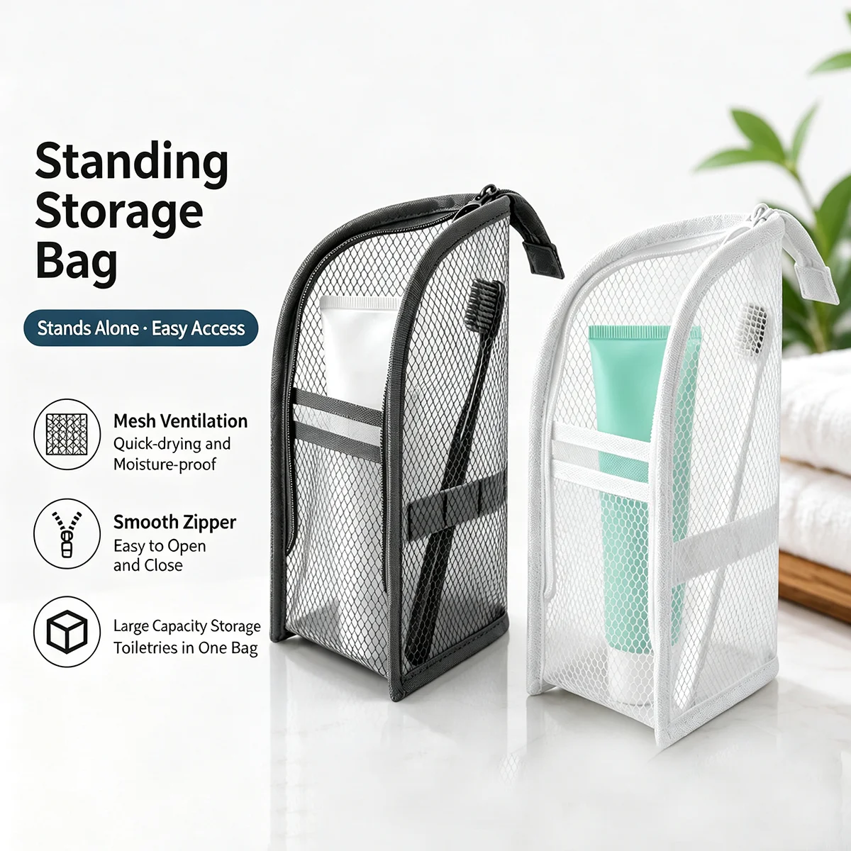 Standing Mesh Toiletry Bag for - Travel Accessories Toiletries 评论和价格