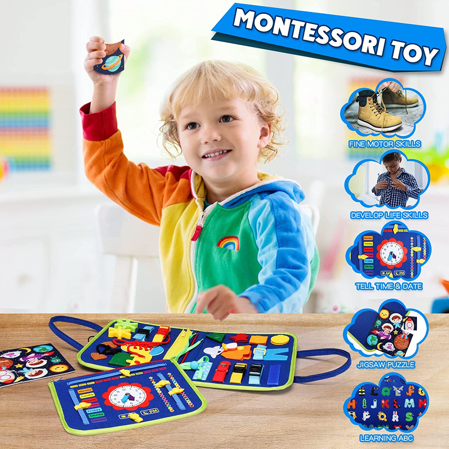 Montessori Busy Board for Todd - Travel Accessories For Toddlers 评论和价格