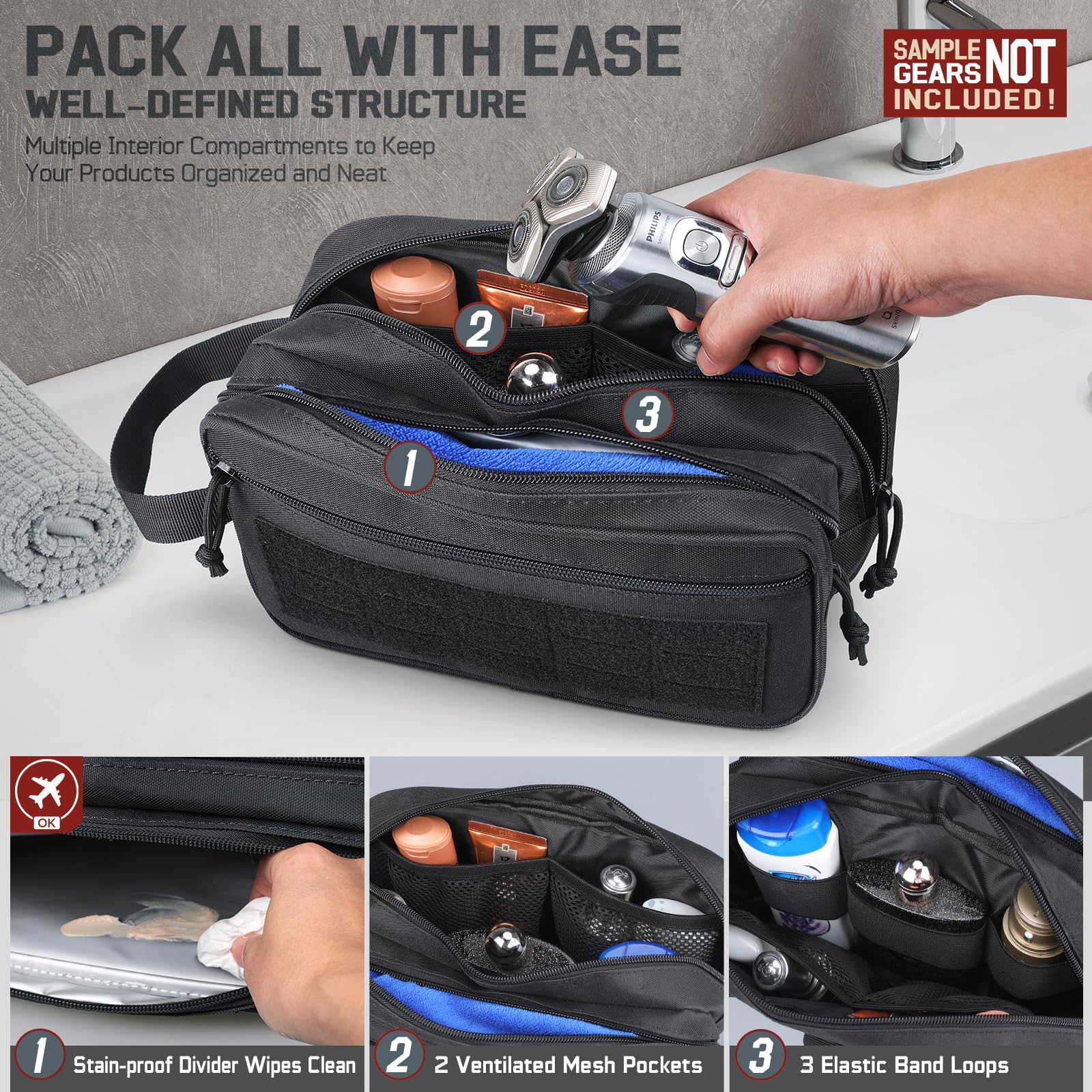 Tactical Toiletry Bag for Men, - Travel Accessories Kit For Men 评论和价格